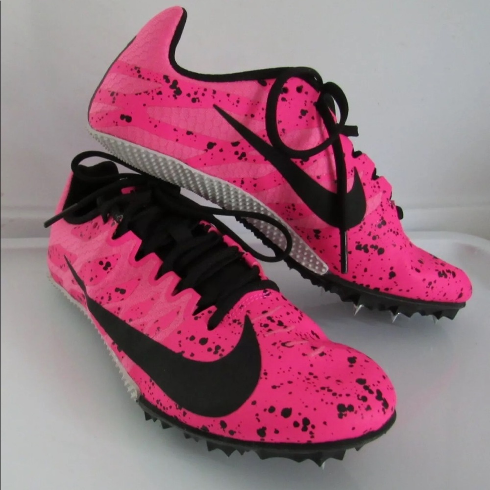 NIKE SPRINT WOMEN'S PINK & BLACK RACING TRACK SHOES SPIKES SIZE 7.5 ZOOM RIVAL